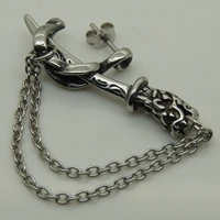men jewelry sword insert with chain 316l stainless steel menboys stud earring punk