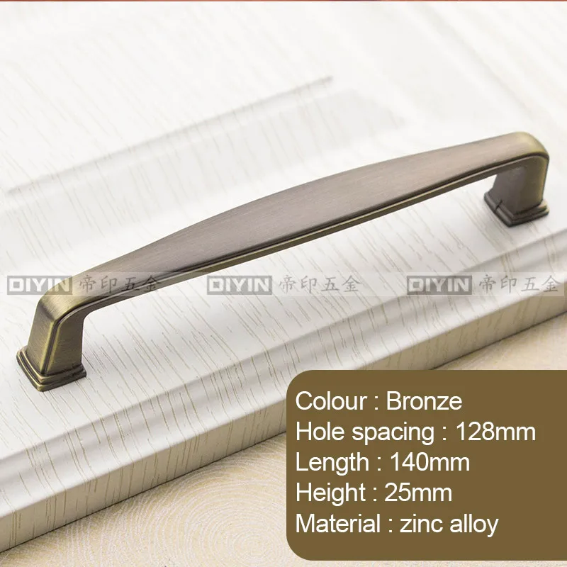 Bronze CC 128mm Старинная простая дверная петля, ручка, античный твердый сплав, фурнитура для шкафов и буфетов, мебель ручной работы, Классическая винтажная ручка - Цвет: Bronze CC 128mm
