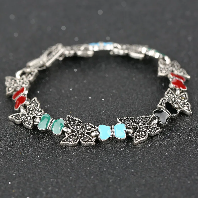 2015 модный браслет с эмалью винтажный вид из тибетского серебряного сплава