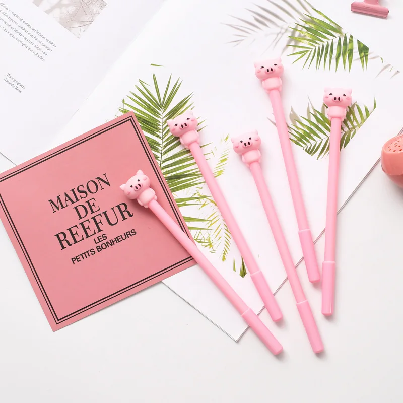 

Kawaii Pink Silicone Piggy Gel Pen School Office Supply Student Stationery Rollerball Pen Black Ink 0.5mm