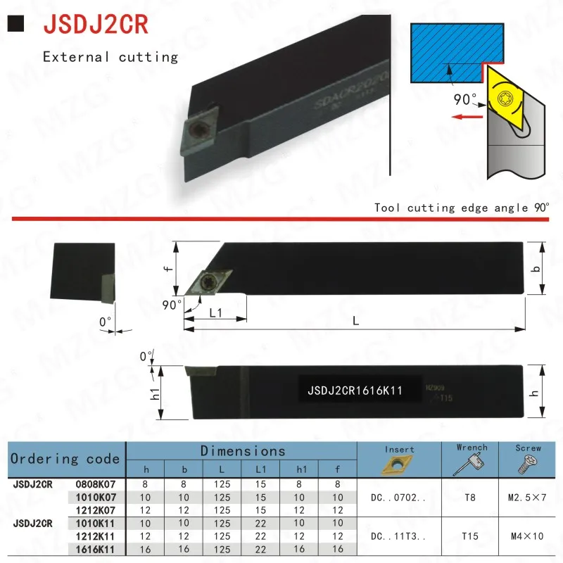Держатели инструментов MZG JSDJ2CR 8*8 10*10 для обработки мелких деталей прямые