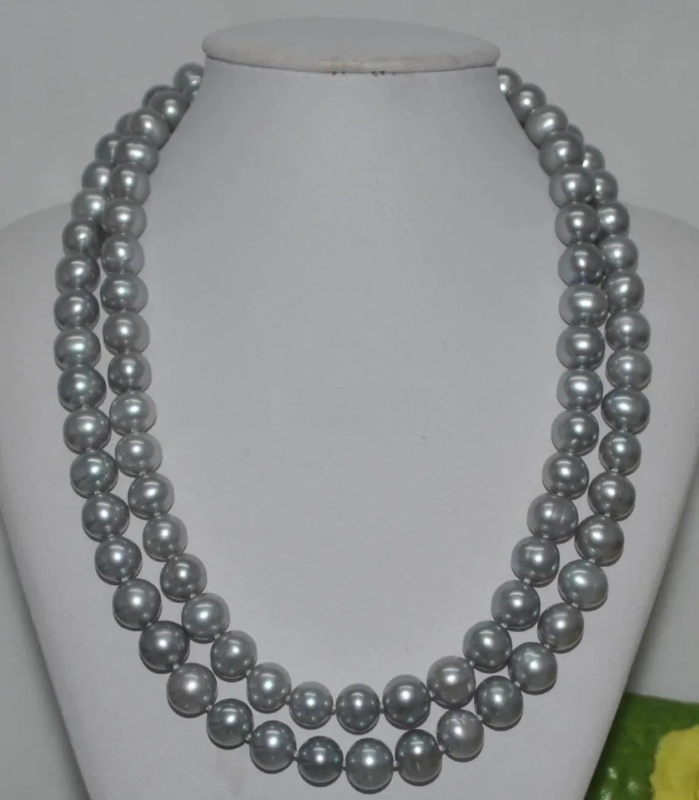 Фото Ожерелье из TAHITIAN с жемчугом натуральный серый 32 'ɹ-10 мм | Украшения и