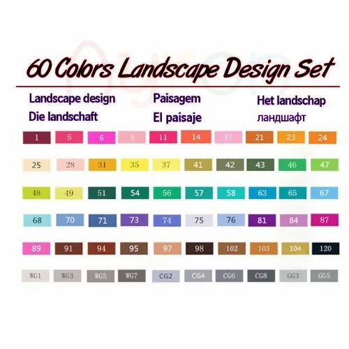 60 landscape set Touchfive, 30406080 цветов, двойная головка, художественные маркеры, ручка, маслянистая, алкогольная, эскиз, маркер, ручка, товары для рукоделия, для анимационного манга, рисование - Цвет: 60 landscape set