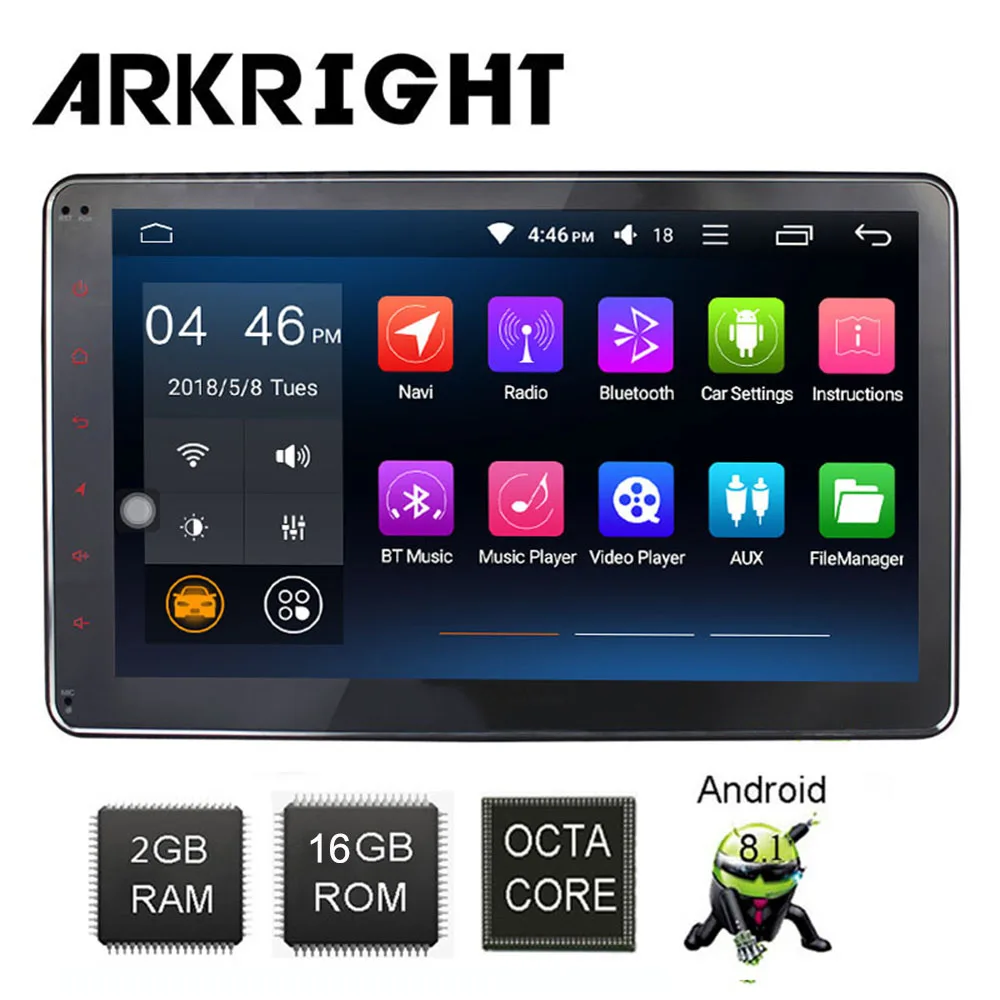 ARKRIGHT 10 1 'ƈDin Авторадио 2 + 16 Гб Восьмиядерный Android 8 автомобильный Радио стерео
