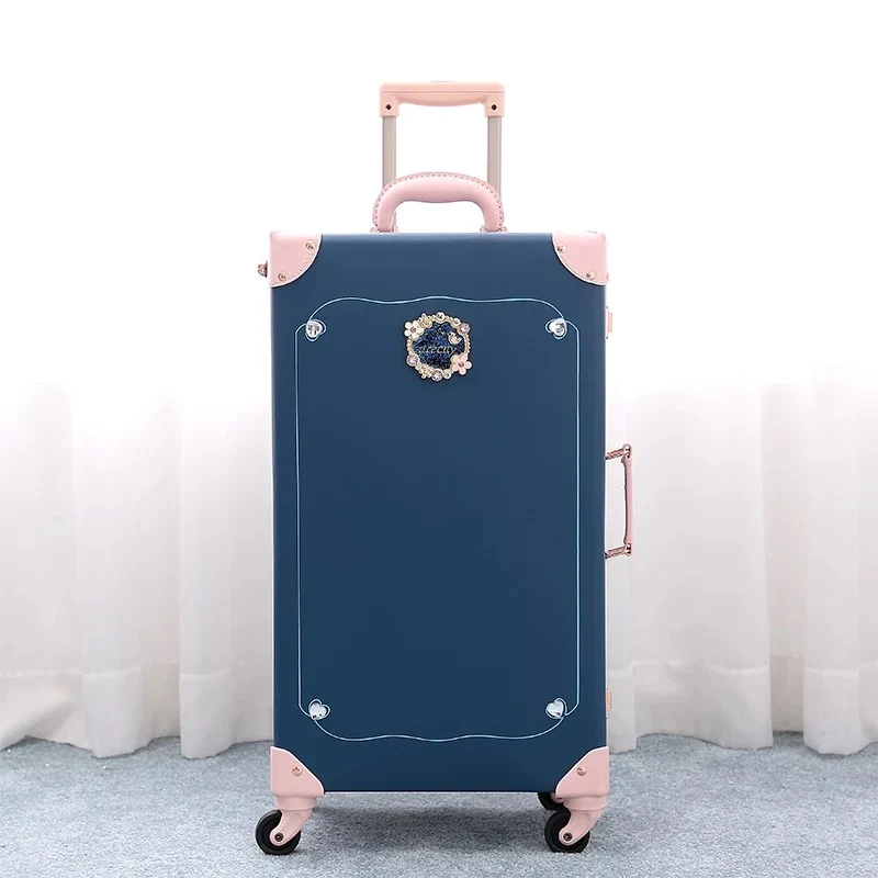 blue(single) Стиль; Новинка; в стиле ретро; в чемодан из ПУ-кожи, комплект женской дорожная сумка в винтажном стиле чемодан модный чемодан на колесах для девочек высокое качество дорожного чемодана - Цвет: blue(single)