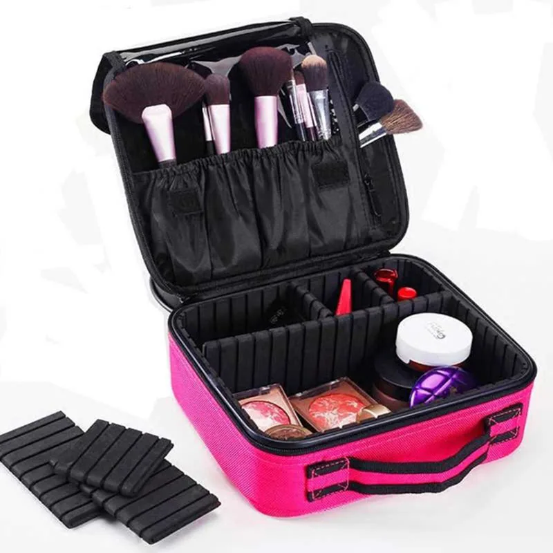 

HHYUKIMI Brand Upgrade Adjustable Women Professional Makeup Bag Travel Waterproof Cosmetic Case Tattoo Nail Art Tool Organizer