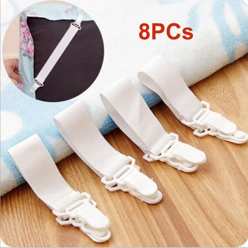 4PCs Urijk 4/8 шт. белый крепеж эластичный наматрасник маленькие инструменты одеяла простыня захваты постельные принадлежности набор зажим держатель для домашнего быта - Цвет: 4PCs