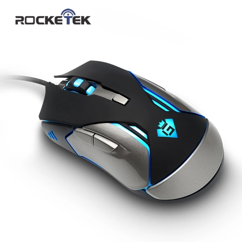 Rocketek USB проводной игровой мыши 2400 DPI кнопки 6 оптических мышей со светодиодной