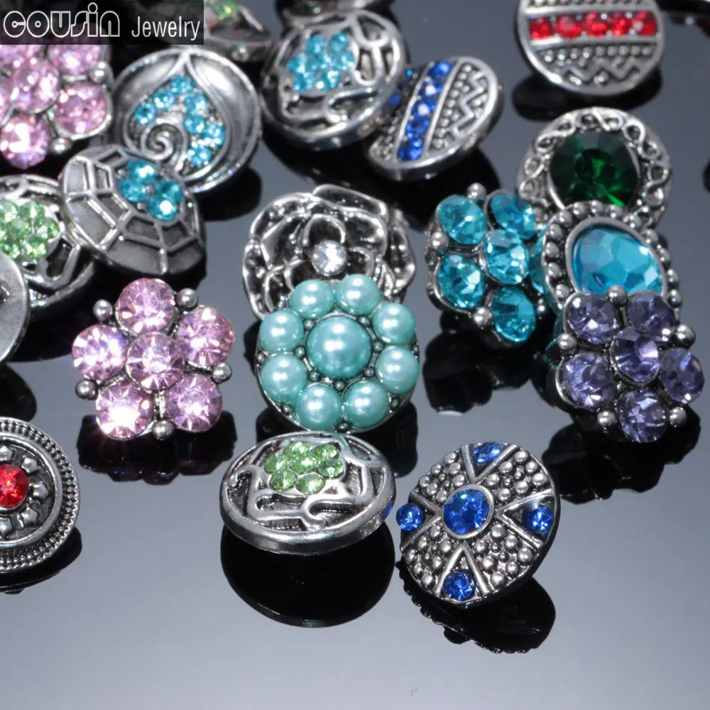 100 шт./лот высококачественные металлические кнопки 12 мм разных стилей