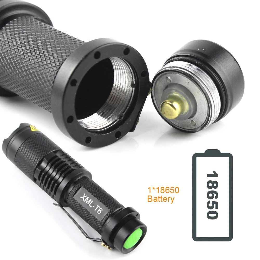 BORUIT мини-фонарик 3800LM XML T6 светодиодный фонарь 18650 Регулируемый зум-фокус фонарь, лампа, фонарик, водонепроницаемый для рыбалки, охоты