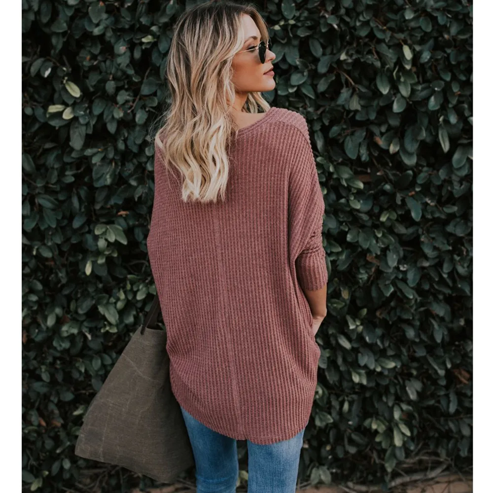 Женский свитер на пуговицах VESTLINDA Осенний топ с V-образным вырезом и длинным