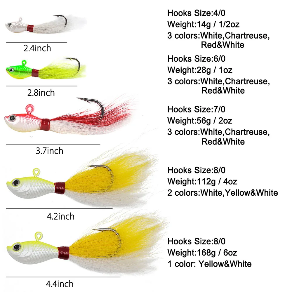 Dr. Fish Lot 3 Bucktail Jigs морские приманки морские рыболовные жесткие приманки тонущий крючок длинное литье 14 г 24 г 56 г для пресноводной рыбалки