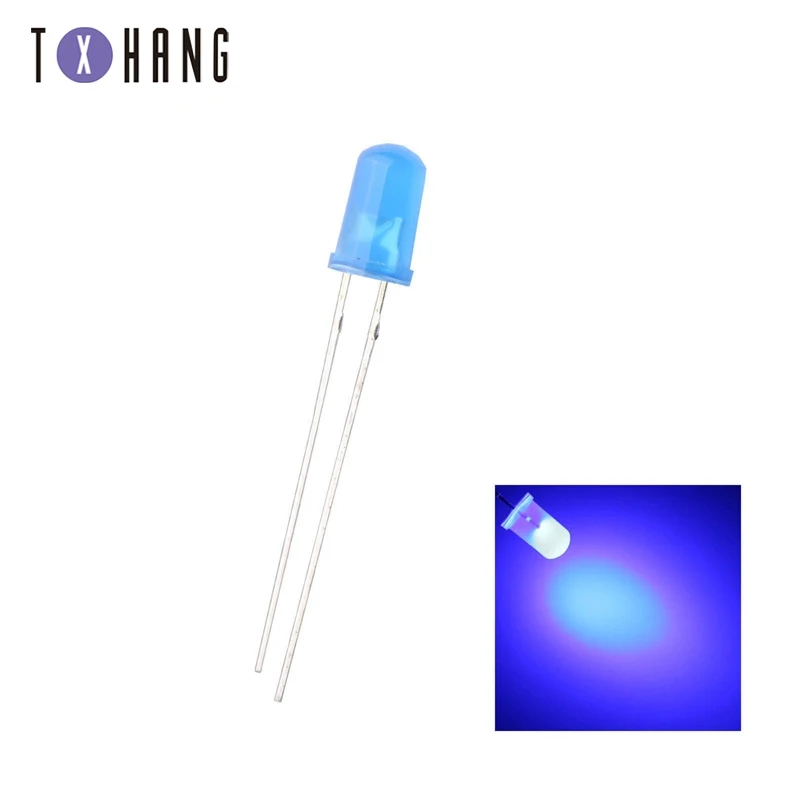 50PCS Blue 50/100 шт 5 мм круглый красный/зеленый/синий/желтый/оранжевый матовый F5 светодиодный диоды для подавления переходных скачков напряжения Светильник лампы красочный - Цвет: 50PCS Blue