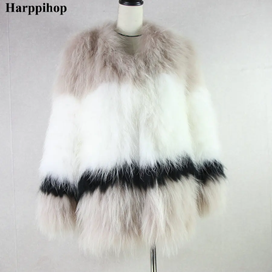 Вязаное Женское пальто Harppihop * зимнее теплое из натурального меха для русской