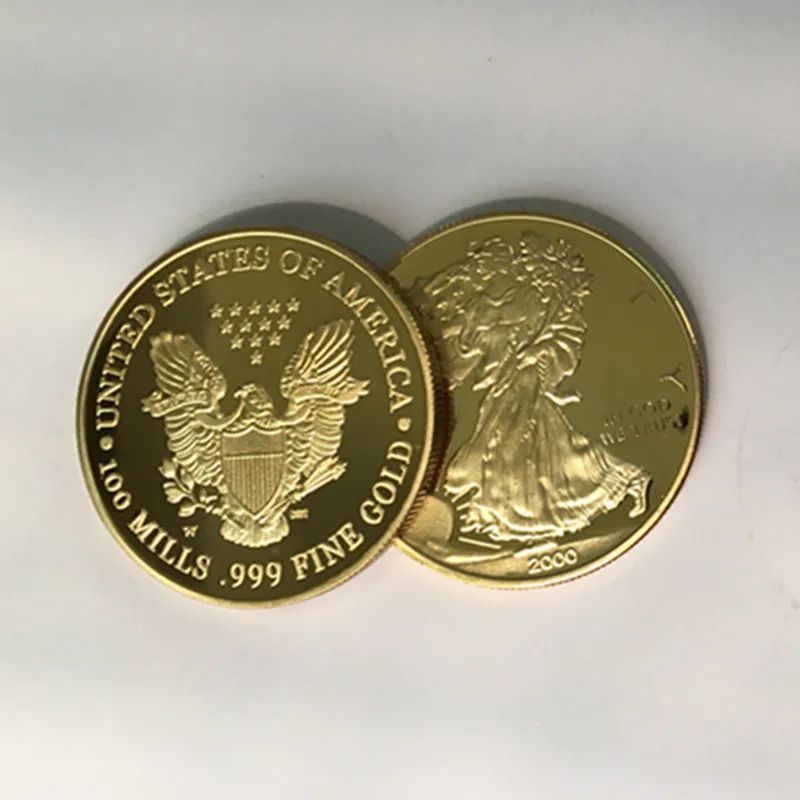 3 шт редкая серия 2000 Свободные монеты 24 K настоящий позолоченный значок 40 мм Орел задняя сторона сувенир домашнее украшение монета