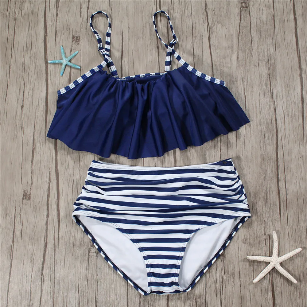 Женский купальник-бикини с высокой талией Falbala купальник пуш-ап бесплатная