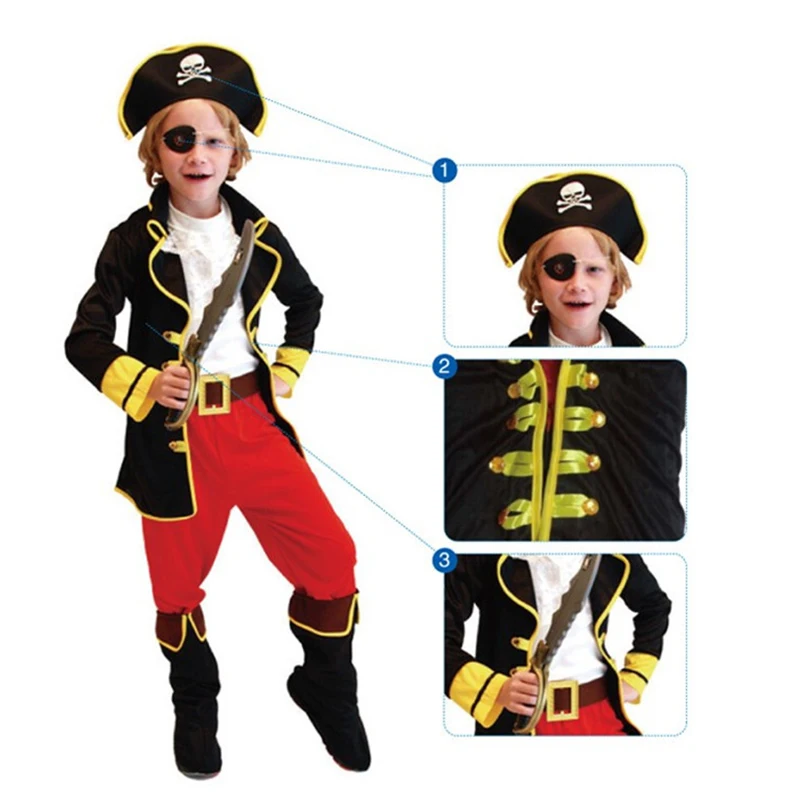 Pirate Costume for Boys Halloween Kids Children Fantasia Infantil Carnival Party Fancy Dress Child Cosplay Christmas | Тематическая