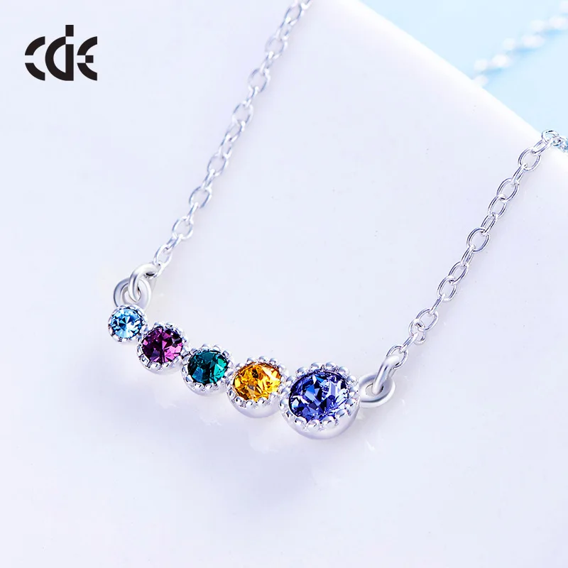 CDE 925 пробы Серебряное ожерелье украшено кристаллами Swarovski Круглая Подвеска Ожерелье для женщин геометрические ювелирные изделия