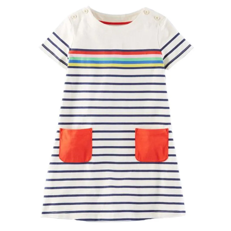 Floral dresses for 2-7T girls clothing with pockets princess summer fashion children clothes jersey cotton kids | Детская одежда и