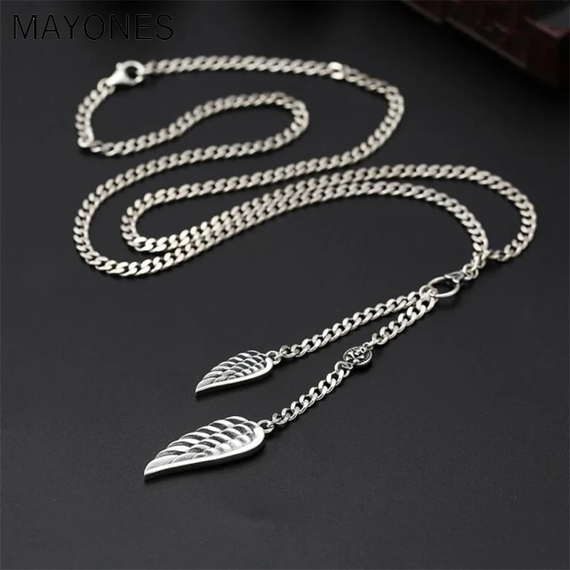 3.5mm Thick Necklace Long Chain 100% 925 Sterling Silver Men Wing Skull Best Friend Necklace Pendant Jewelry 2019 language love