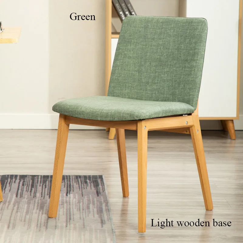 Wooden base Green Мебель для дома в скандинавском стиле, минималистичное кресло для спальни, кабинета, стул из твердой древесины, спинка для офиса, ресторана, встречи, кофе, отеля, столовой, современные стулья - Цвет: Wooden base Green