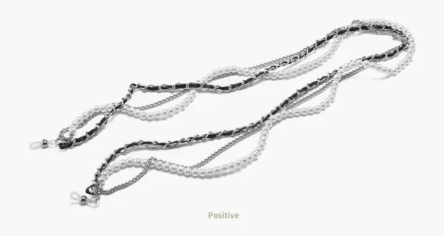 silver Многослойная белая жемчужная цепочка для солнцезащитных очков Женская Сексуальная цепочка для солнцезащитных очков шикарная цепочка для очков для чтения Держатель шнура - Цвет: silver