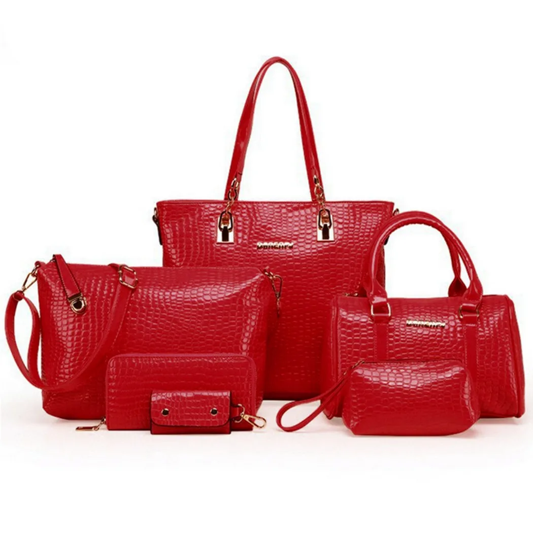 6 шт./компл. женская сумка тоут из кожи аллигатора композитного материала на