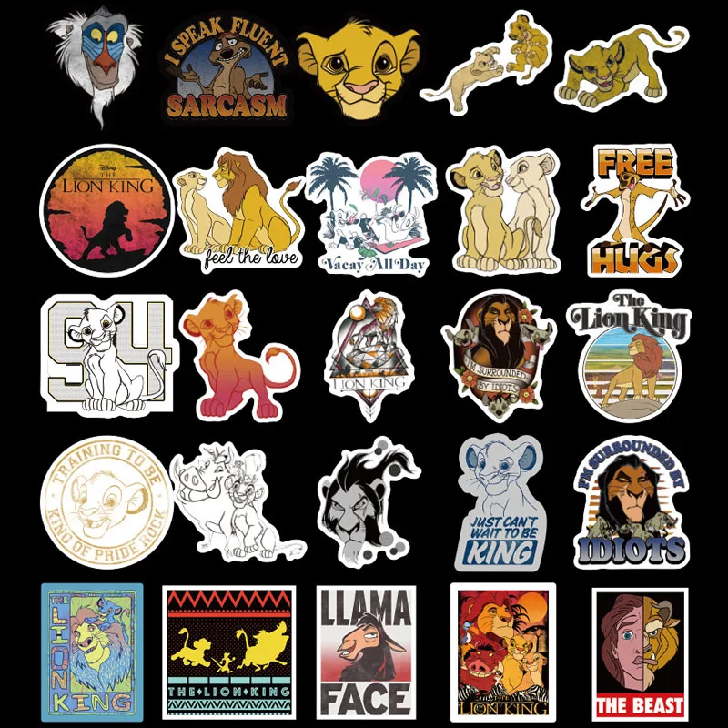 50 шт. наклейка Король Лев s Simba Тимон Пумба наклейки для животных DIY ноутбук чемодан Гитара Холодильник велосипед мотоцикл автомобиль