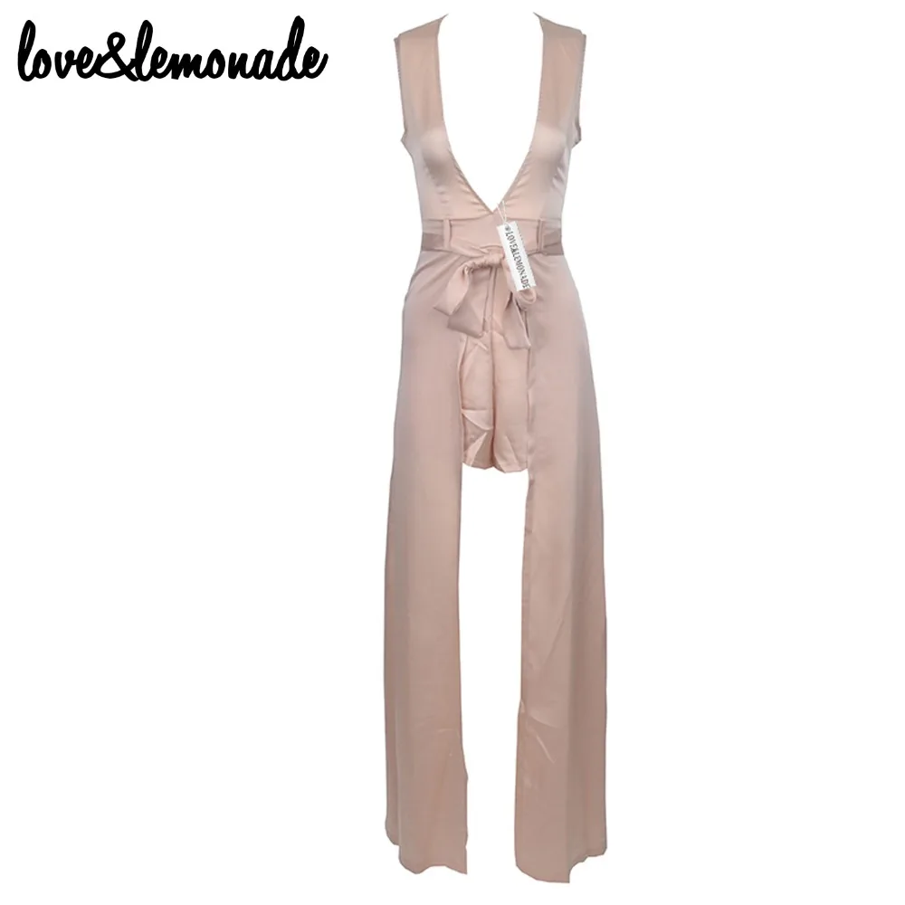 Love & Lemonade v образный вырез ремень светильник ткань комбинезоны TB 9256|belted jumpsuit|sexy