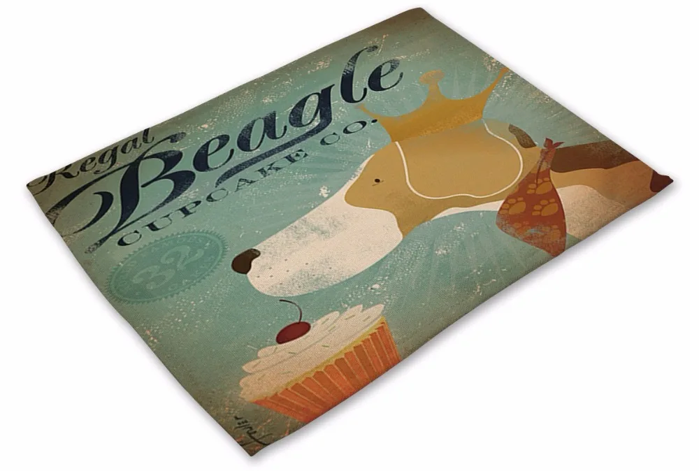 

CAMMITEVER Lovely Dogs Kitchen Accessories Dining Table Mat Heat Insulation Non-Slip Placemats Pads Bowl Tableware Pad Coaster