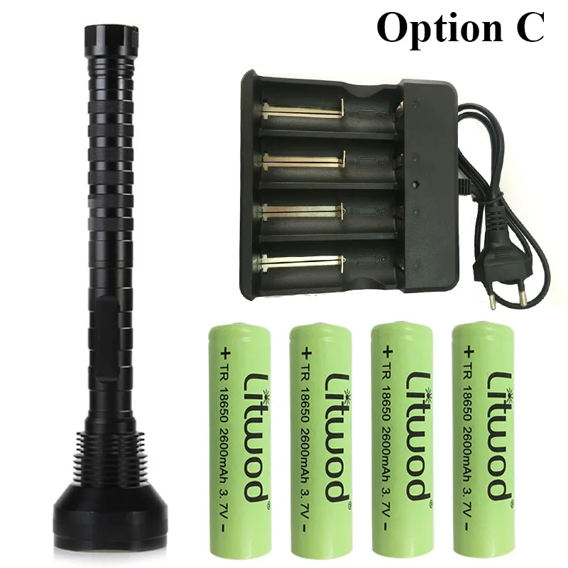 Option C Litwod Z20 310 power ful 28 чипов XML T6 алюминиевый водонепроницаемый светодиодный фонарь с питанием от 4 батарей 18650 или 26650 - Испускаемый цвет: Option C