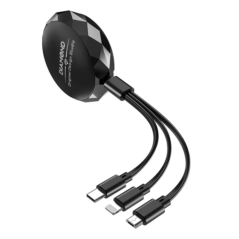3-в-1 Выдвижной USB зарядный кабель для передачи данных для iPhone X XS Max usb-кабель для передачи данных(синхронизации) и зарядки кабель для huawei P20 просо samsung - Цвет: Черный