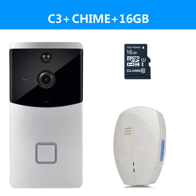 WiFi умный беспроводной дверной звонок безопасности HD 720P визуальный домофон Запись Видео дверной телефон Удаленный домашний мониторинг ночное видение - Цвет: Option4