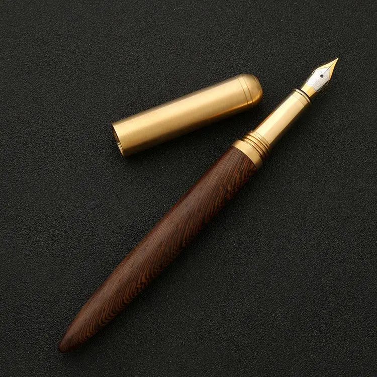 02 Luxury Brass Fountain Pen Office 0.7mm Ink Pen Student Wood Calligraphy Pens For School Writing Stationery Supplies - Цвет: 02