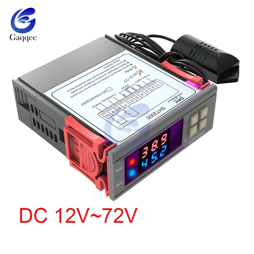 SHT2000 AC 110V 220V DC 12 V-72 V 24V 48V 10A цифровой регулятор температуры и влажности Термостат гигрометр - Цвет: DC 12V-72V