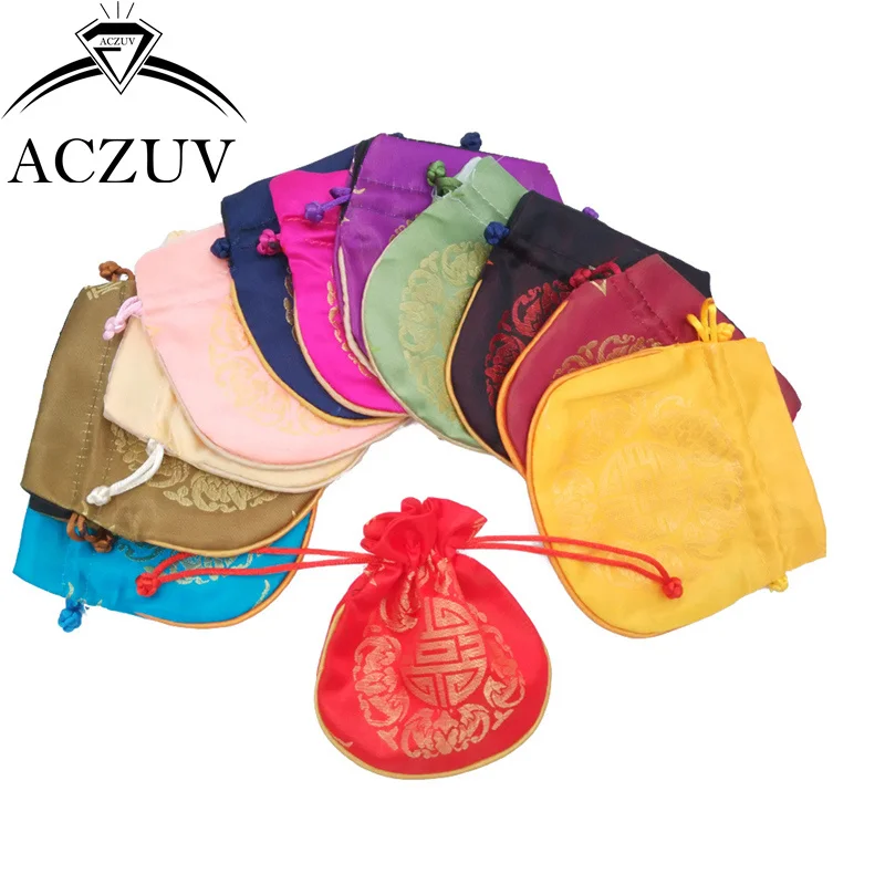 50Pcs 10.5x10.5cm High Qaulity Silk Jewelry Bags Jewelry Pouches Packing Bags Gift Packaging Bags Drawstring Pouches Bags