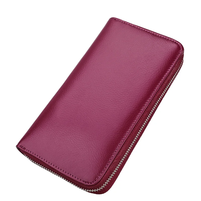 RFID id, кредитный держатель для карт, кошелек, натуральная кожа, умный женский кошелек, кошельки, большая карта, кошелек, Обложка для паспорта, portefeuille homme - Цвет: purple