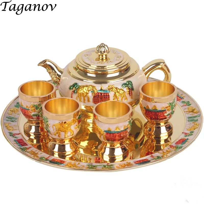 Barware Bar Sets Teacup teapot plate wine set gold gift shot glasses bartender set decantador de vino decanter alkohol destiller