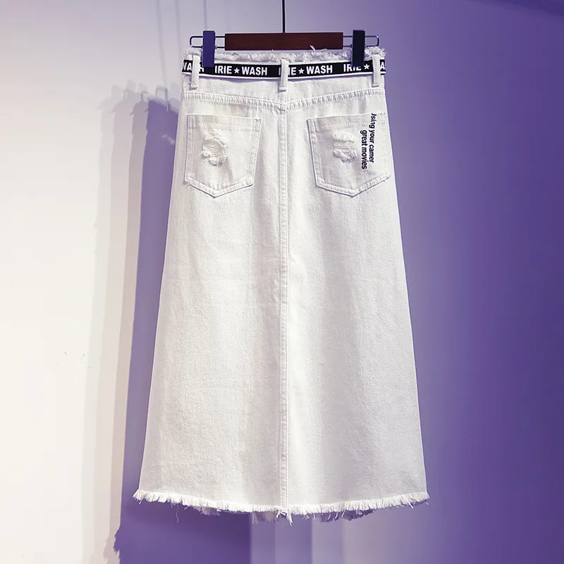 Women A-Line Skirt Bodycon Denim Ripped Womens Hole Vintage Jeans Skirts Casual Plus Size Summer 2019 5XL | Женская одежда