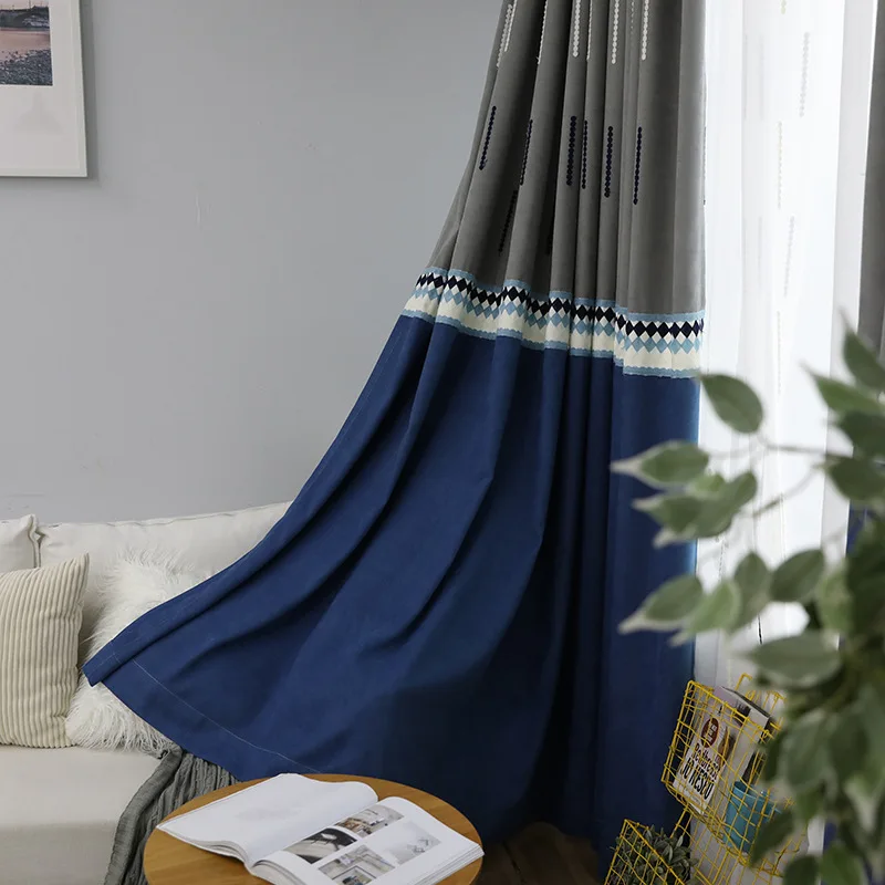 Cloth Style 2 Прямая поставка с фабрики, сплошная полосатая отвесная штора в скандинавском стиле, Современная стежка, занавеска для гостиной, ткань желто-серая, затемненная Штора для спальни* 30 - Цвет: Cloth Style 2