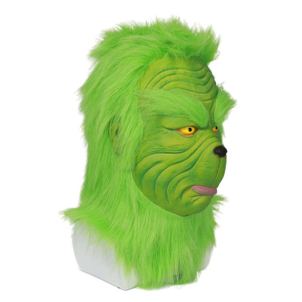 Как Grinch украла Рождество зеленая маска шлем фильм аксессуары для косплея