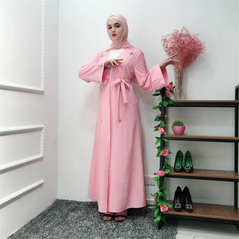Eid 2019 abayas Черный розовый женское мусульманское турецкое платье в восточном стиле - Фото №1