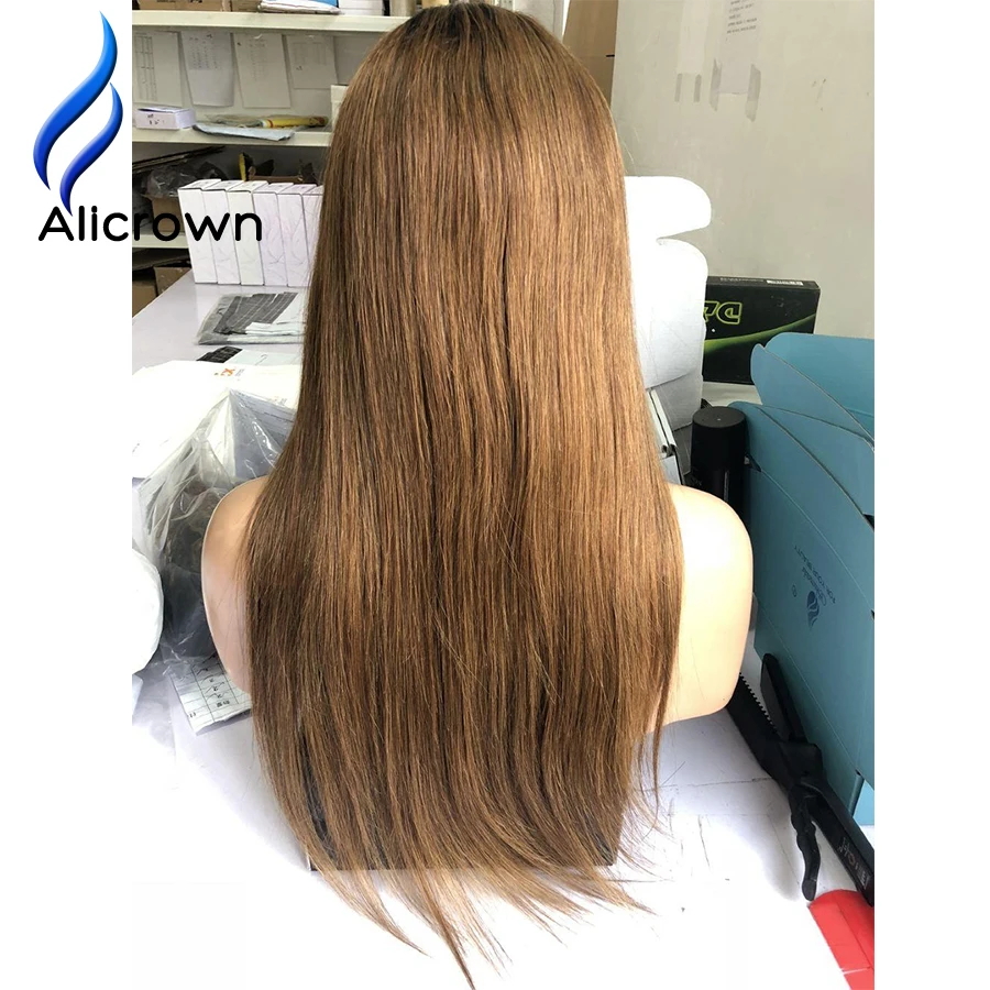 ALICROWN Ombre 1b/27 человеческие волосы спереди бразильские Remy 13*4 кружевные парики