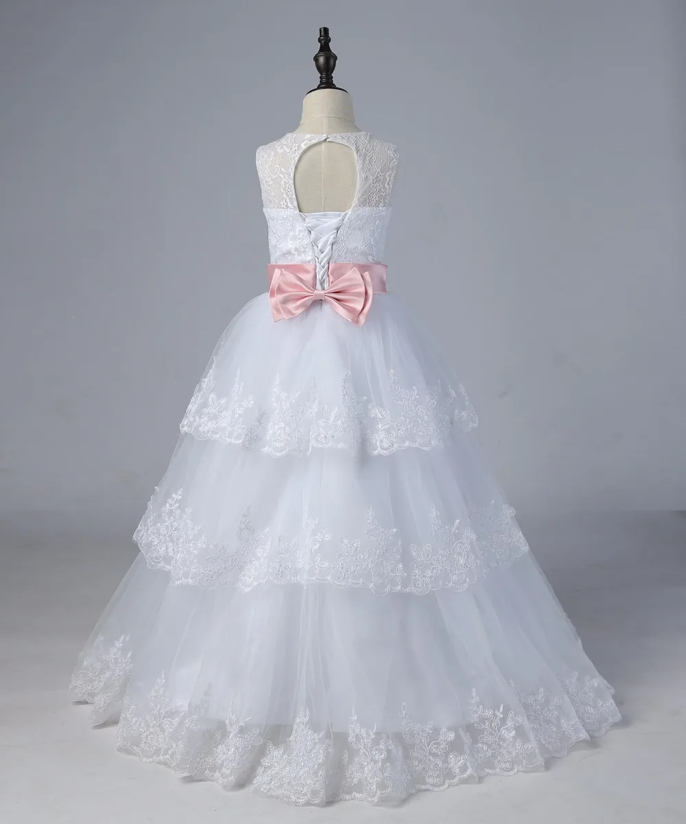 Платья для девочек с цветочным узором ручной работы Украшенные бусинами 2017 г.