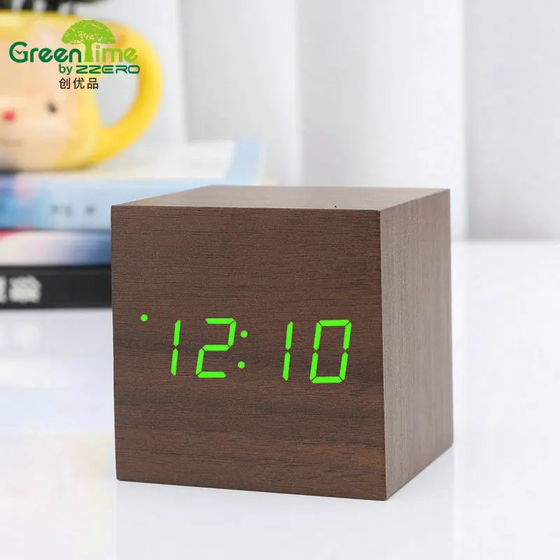 будильник электронные часы настольные будильники цифровые светодиодные дерево