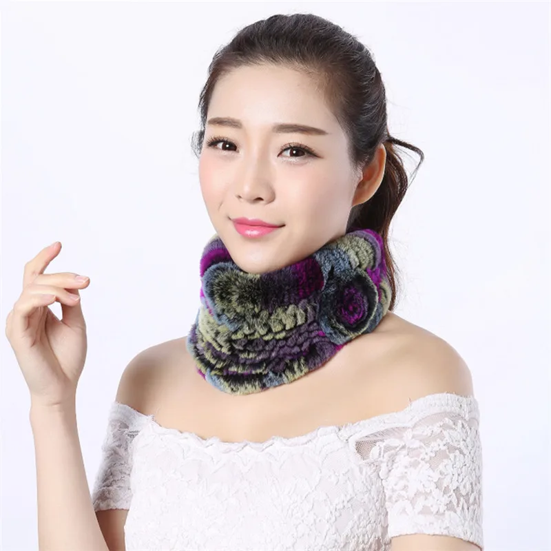 Шарф для женщин бандана роскошный женский шарф из меха стрейч вязаный