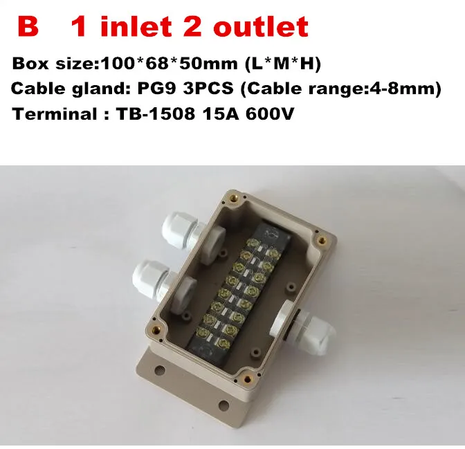 B 1 inlet 2 outlet Высокое качество ABS DIY водонепроницаемая распределительная коробка, многофункциональная электрическая распределительная коробка с терминал TB блоки TB1508 TB-1512 - Цвет: B 1 inlet 2 outlet