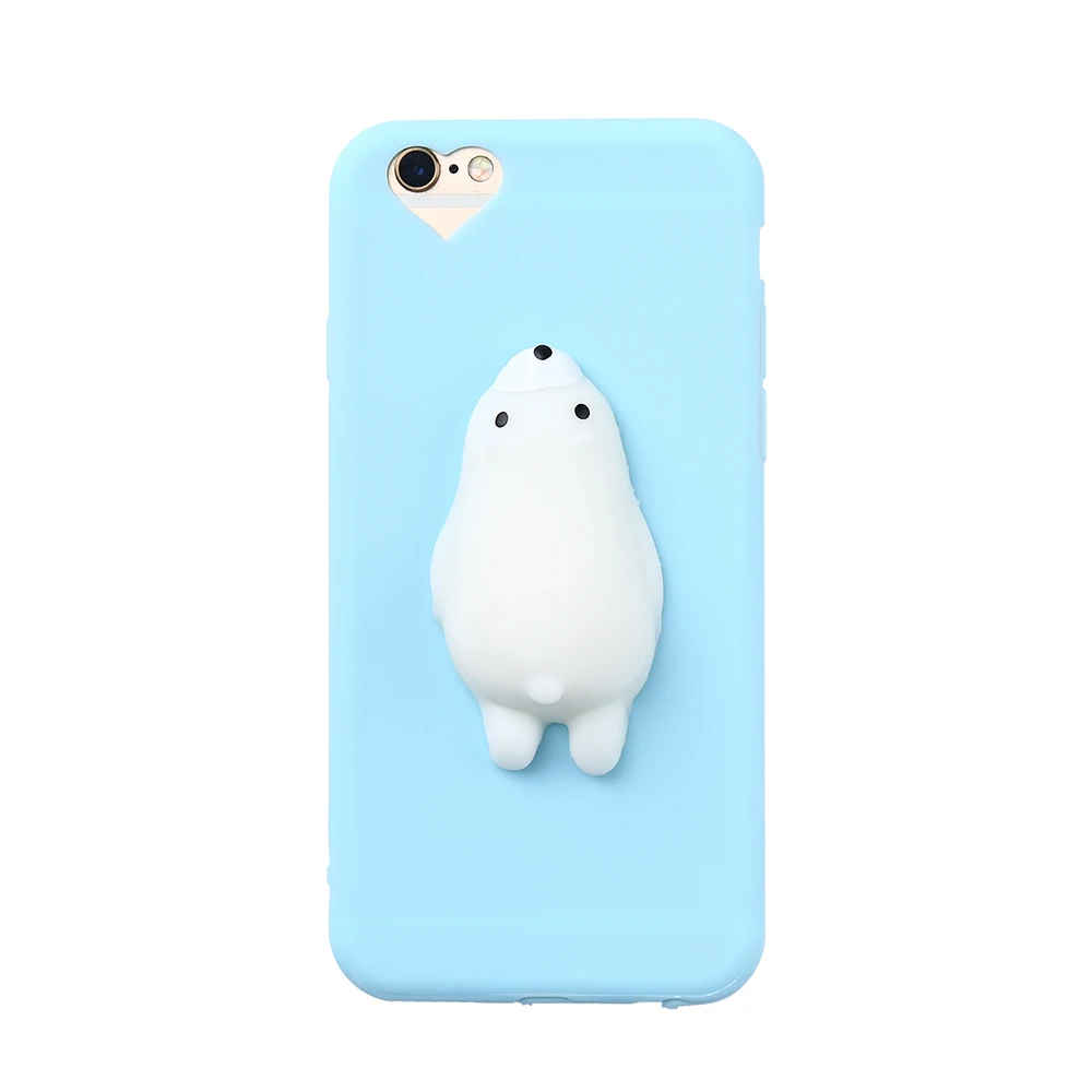 Lemonlan милый 3D котик уплотнение для iPhone 7 7Plus Мягкий Медведь телефон чехол для iPhone 6 6S Plus 5 5S SE Capa Fundas мультфильм мягкое покрытие - Цвет: Blue Bear