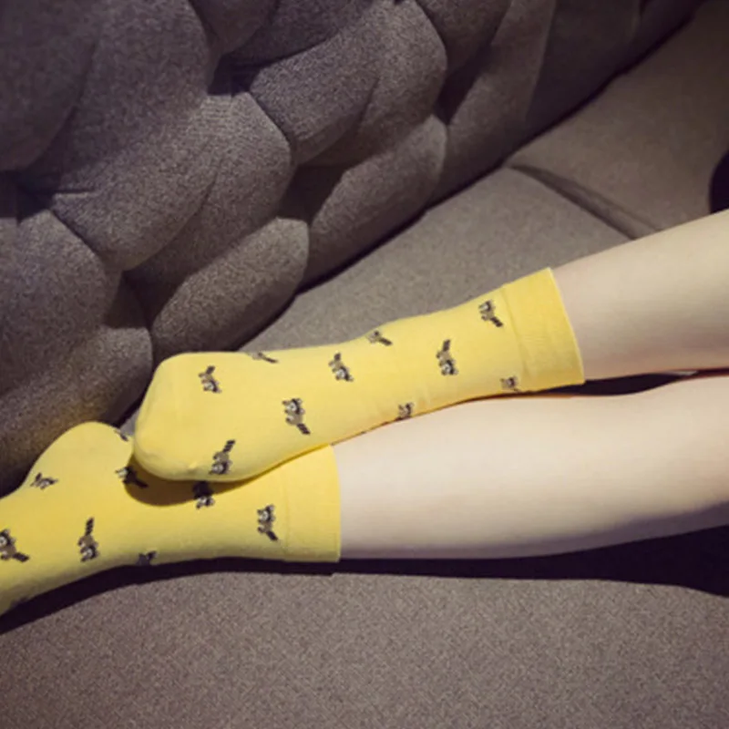 Мультфильм смешные носки Для женщин милые овечки панда енот Чик Pattern Harajuku