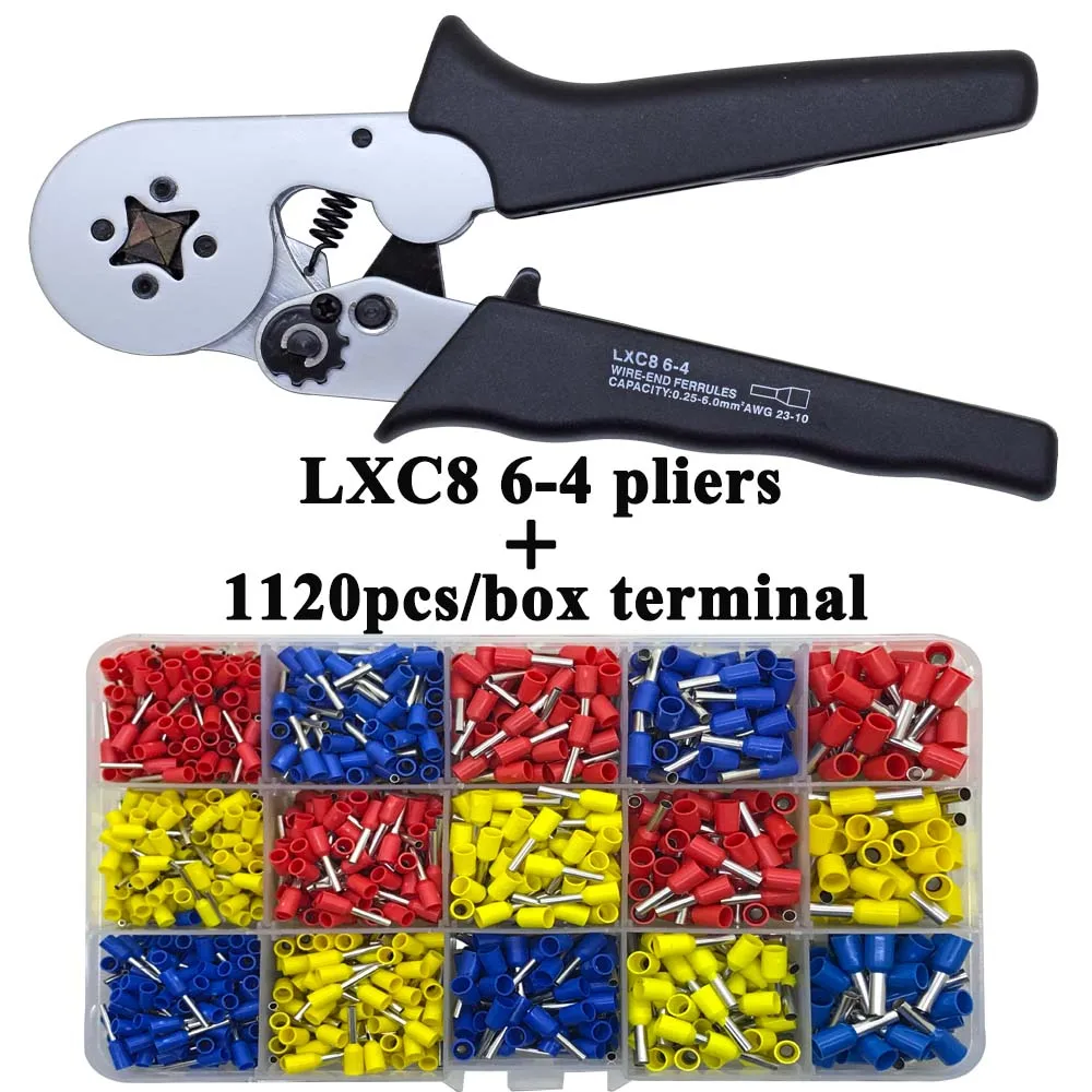 LXC8 6-4 1120H LXC8 10С 0,25-10mm2 23-7AWG LXC8 6-4/6-4A 0,25-6mm2 LXC8 16-4 обжимные клещи электрическая трубка Клеммы Коробка мини фирменный Зажим инструменты - Цвет: LXC8 6-4 1120H